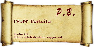 Pfaff Borbála névjegykártya